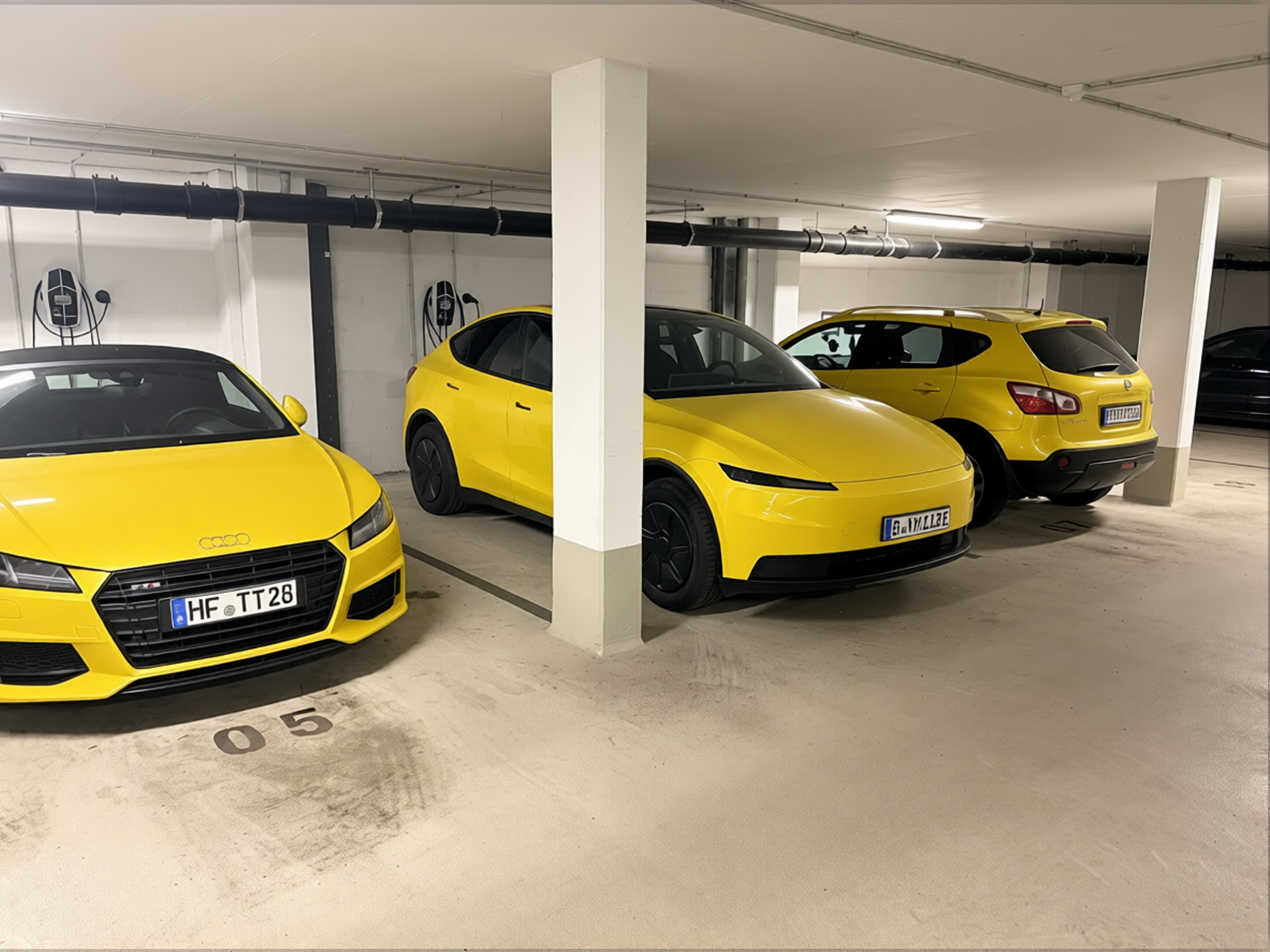 Tesla Model Y rendered in Racing Yellow gloss paint