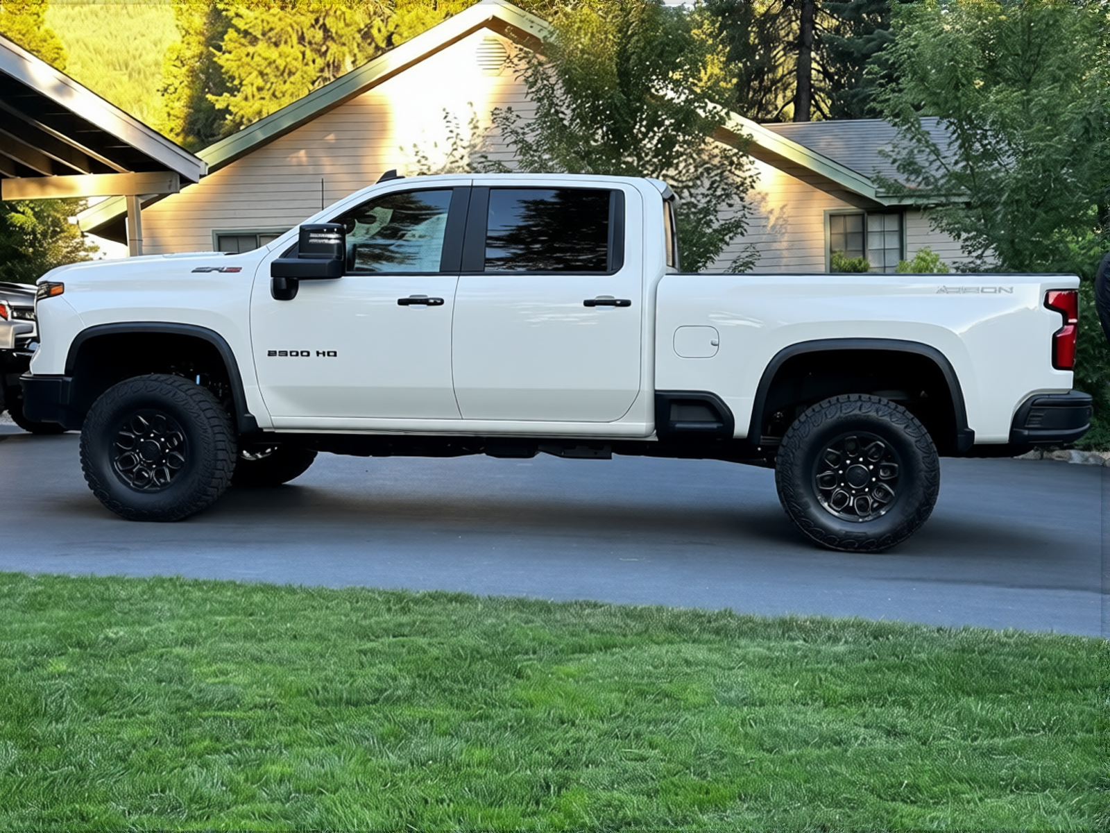 Chevrolet Silverado rendered in Pearl White gloss paint
