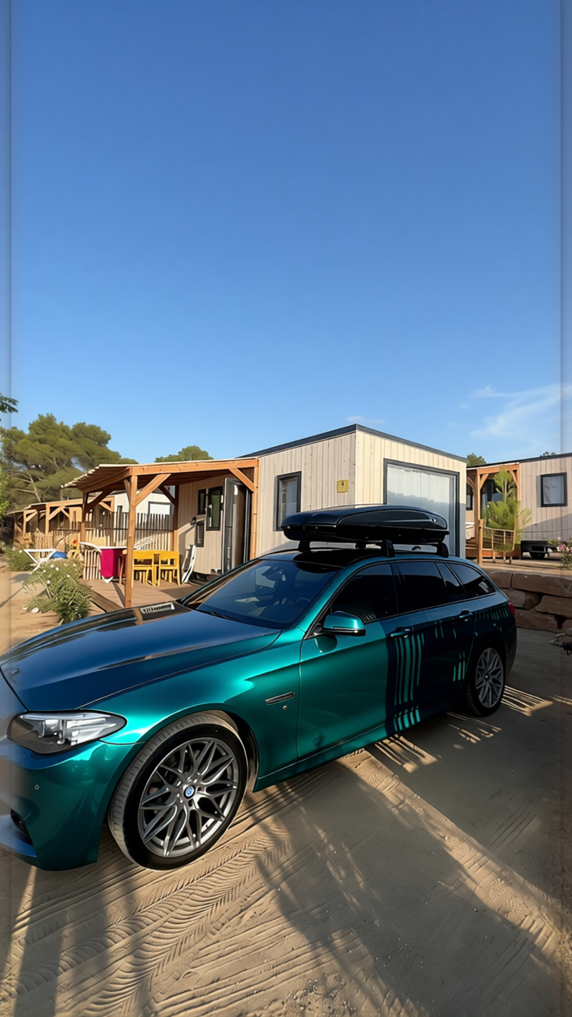 BMW 5 Series rendered in Super Gloss Era Green gloss wrap