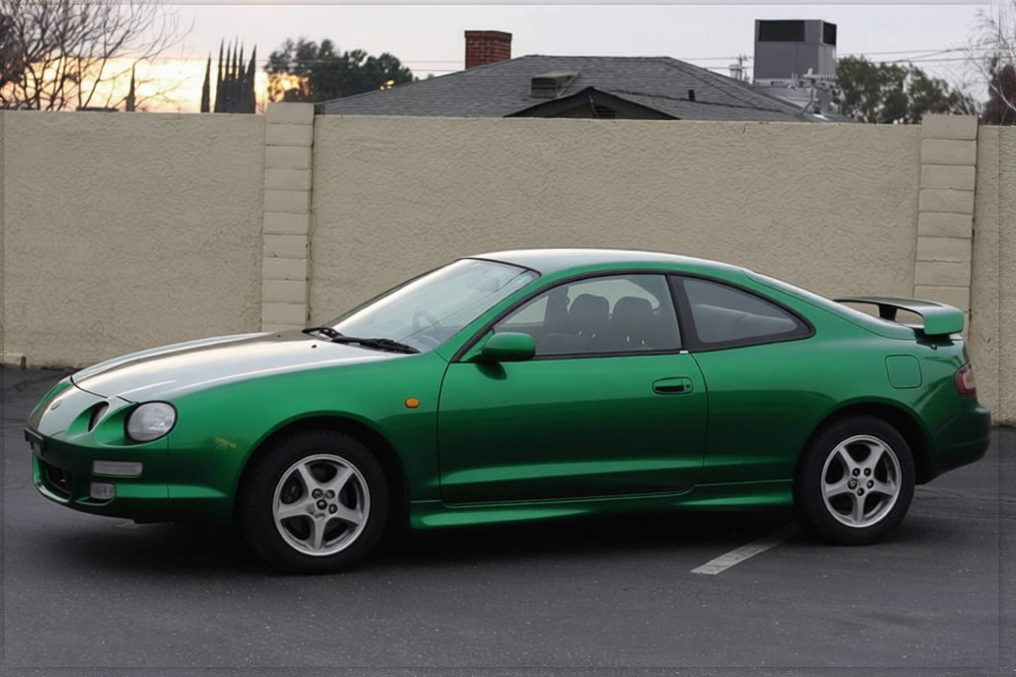 Toyota Celica rendered in Racing Green gloss paint