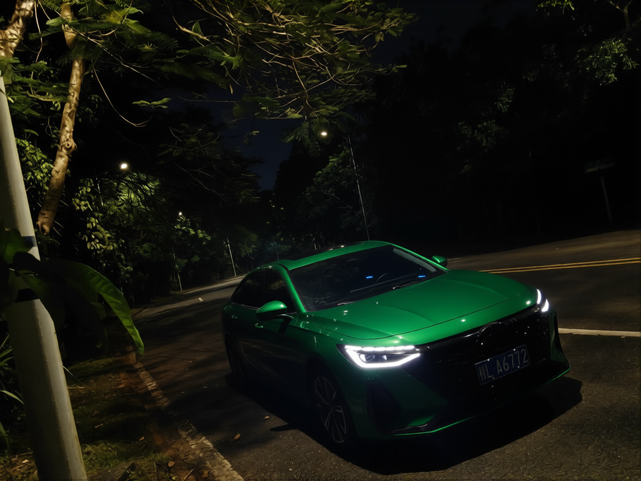BYD Seal rendered in Racing Green gloss paint