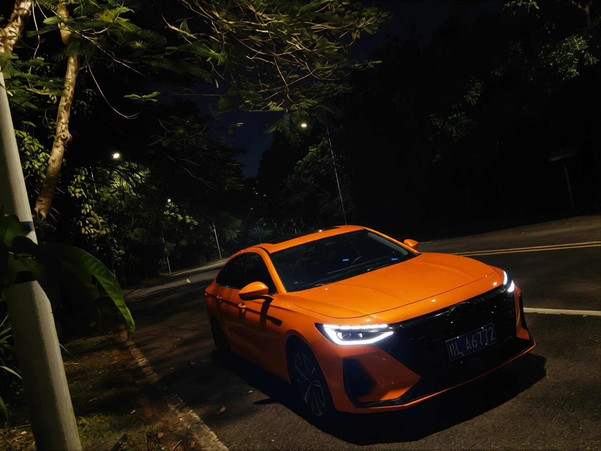 BYD Seal rendered in Lava Orange gloss paint