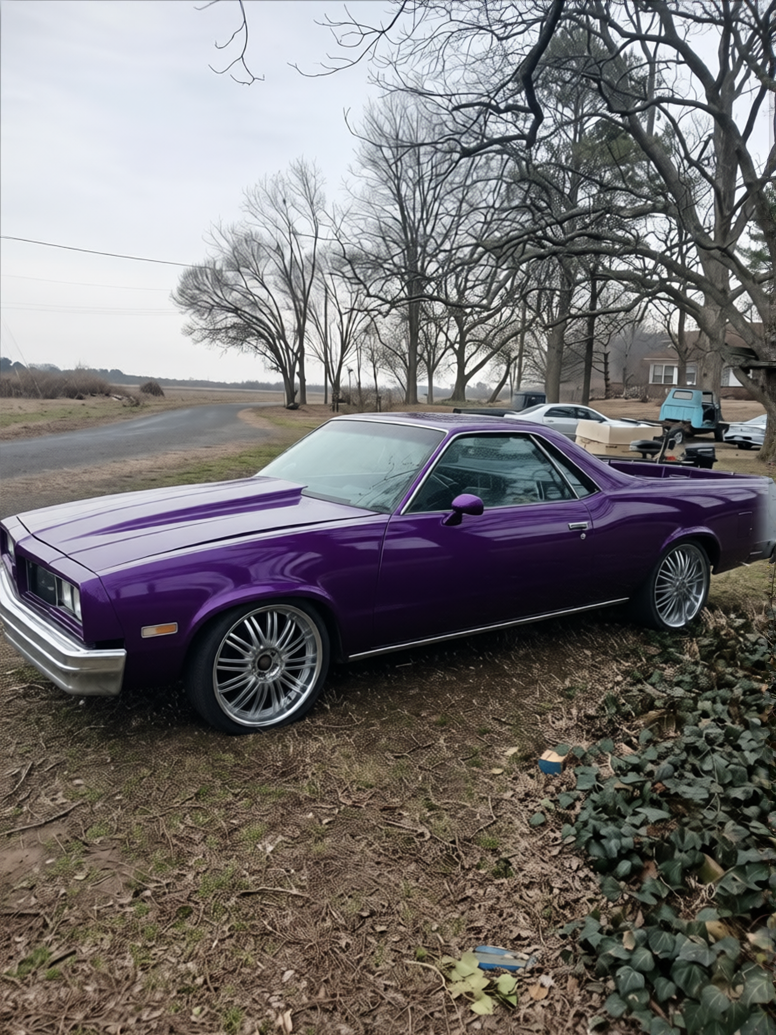 Chevrolet El Camino rendered in Midnight Purple gloss paint