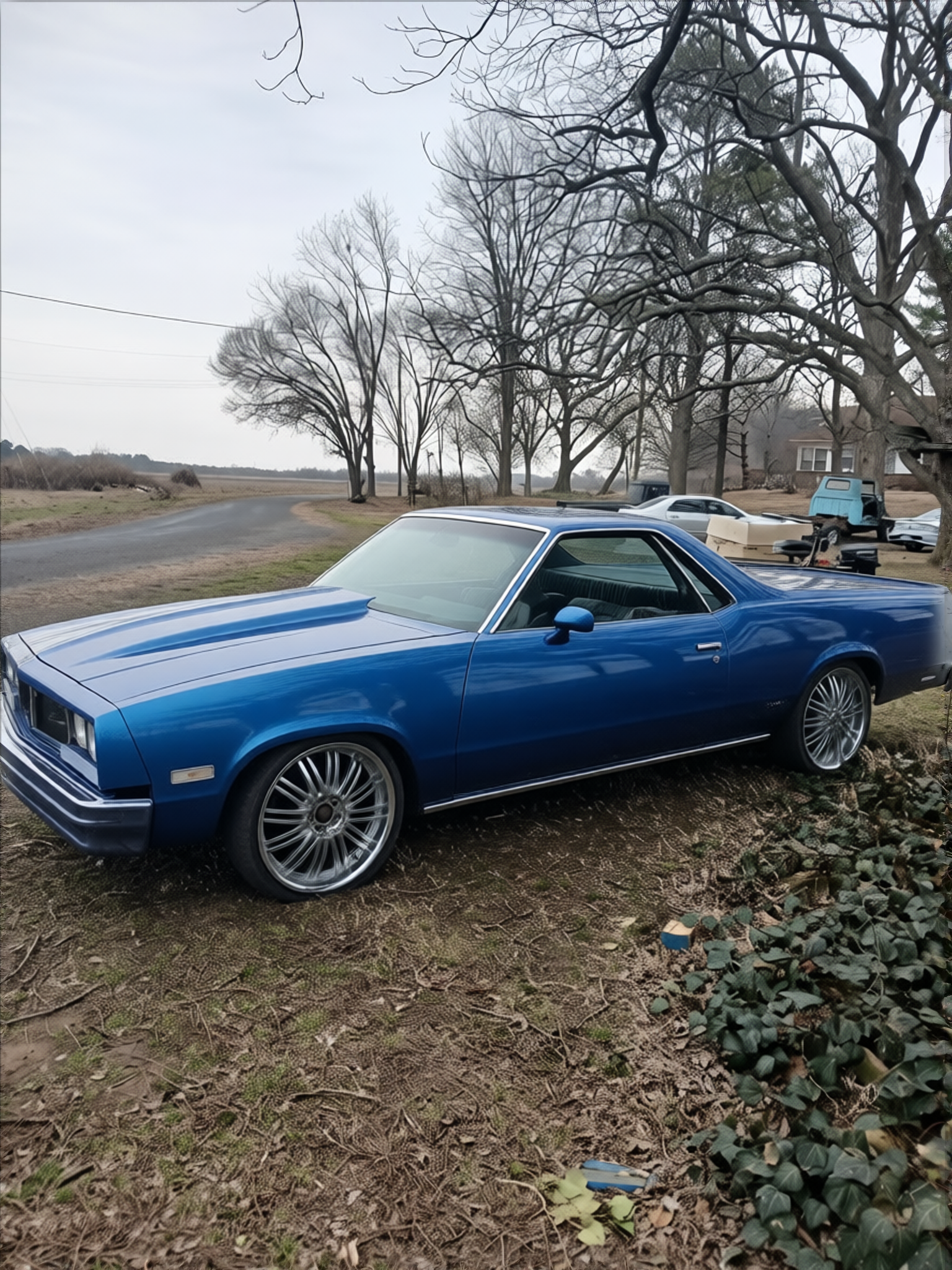 Chevrolet El Camino rendered in Gulf Blue gloss paint