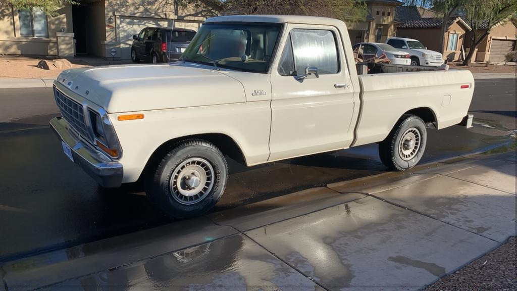Ford F100 rendered in Pearl White gloss paint