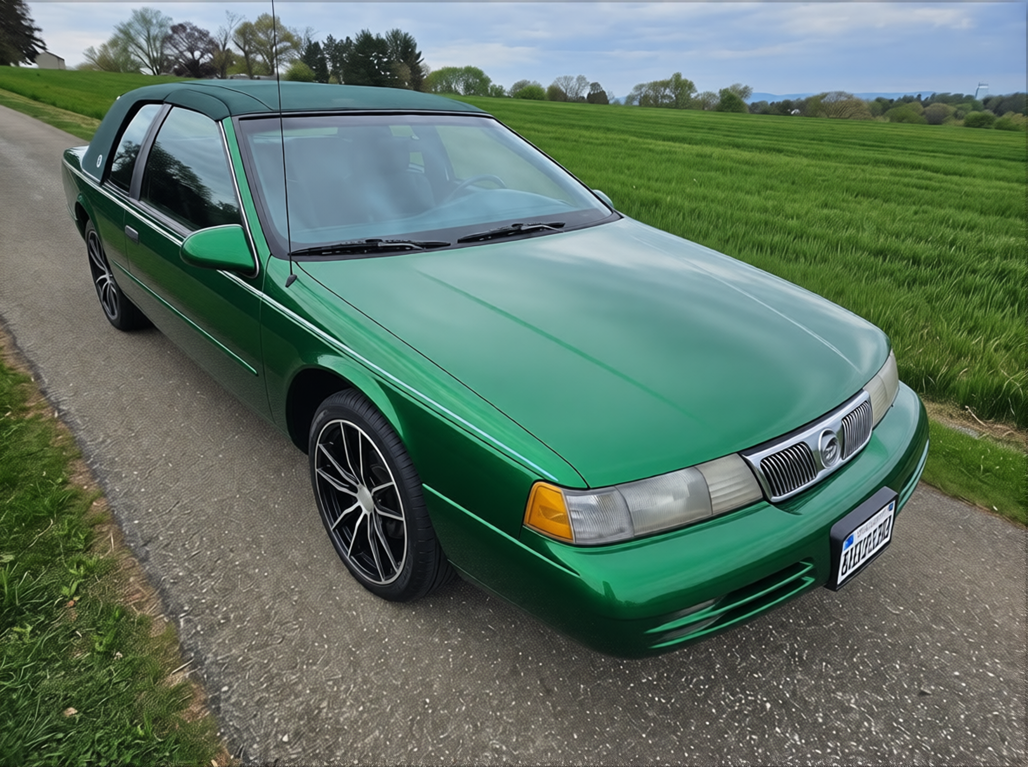 Jaguar XJ rendered in Racing Green gloss paint