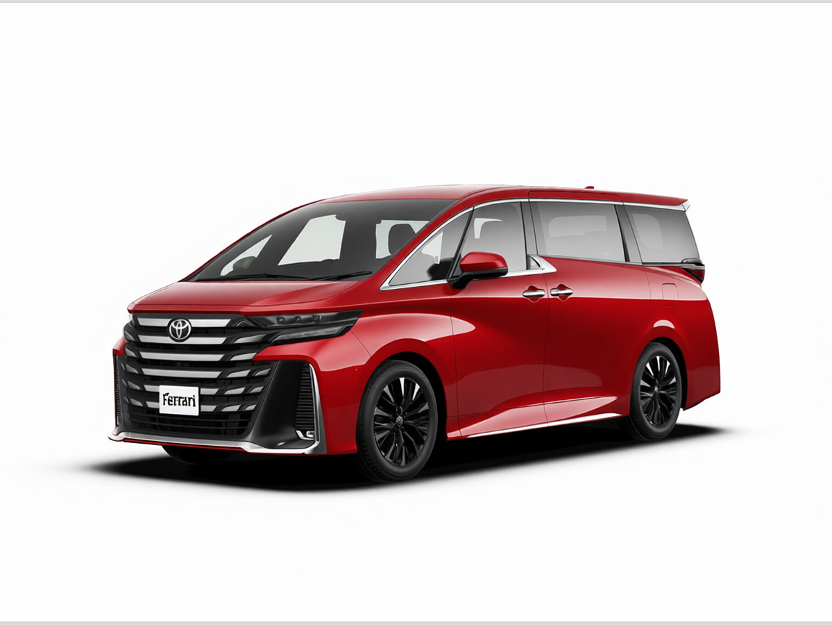 Toyota Hi Ace rendered in Ferrari Red gloss paint