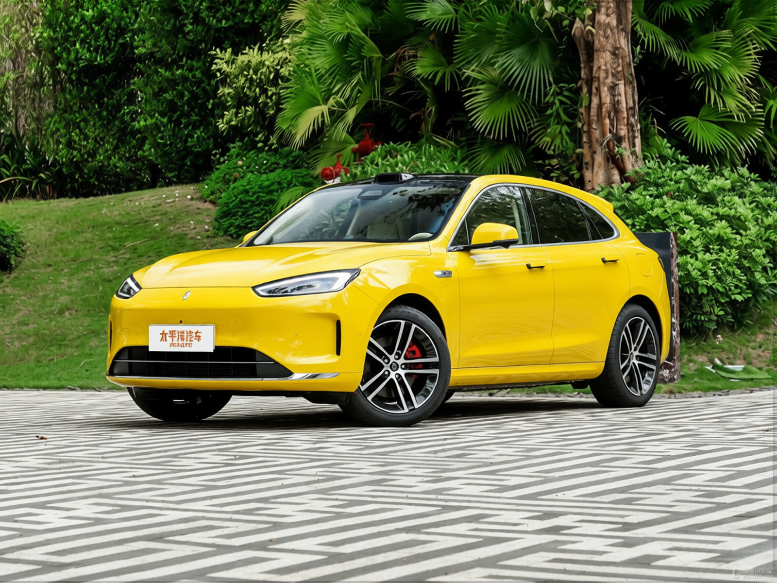 XPeng G6 rendered in Racing Yellow gloss paint