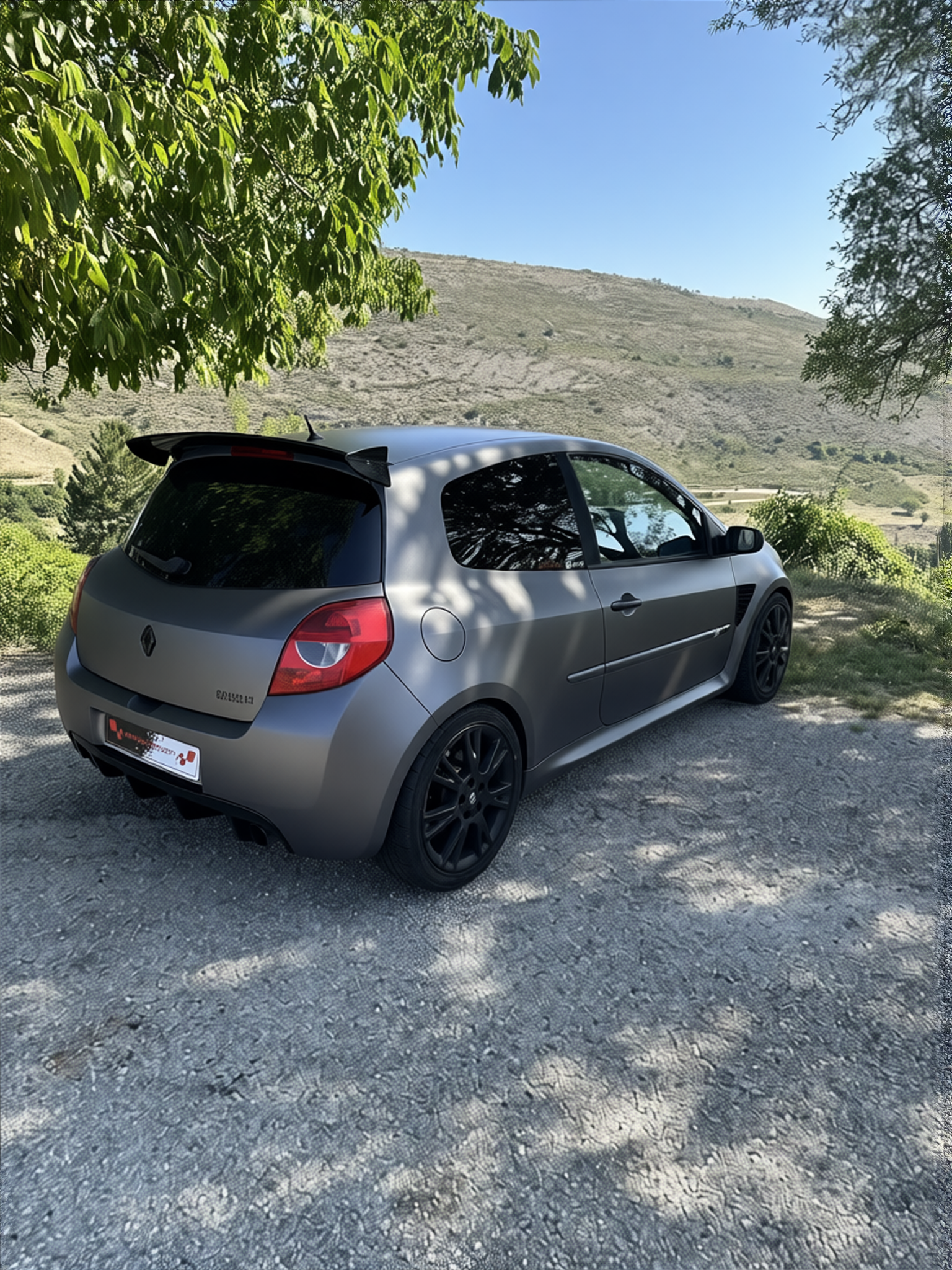 Renault Clio RS rendered in Nardo Grey satin paint