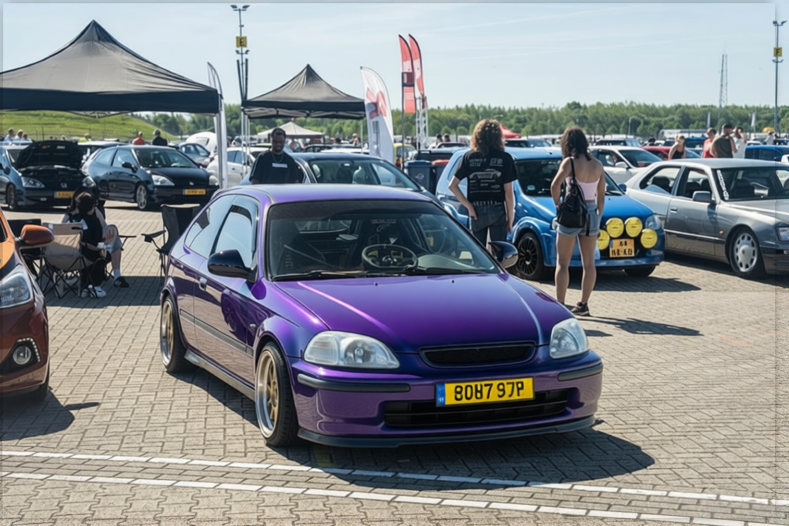 Honda Civic rendered in Midnight Purple gloss paint