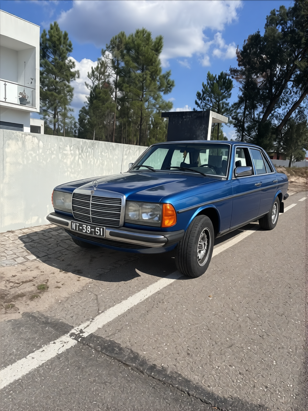 Mercedes-Benz E-Class rendered in Gulf Blue gloss paint