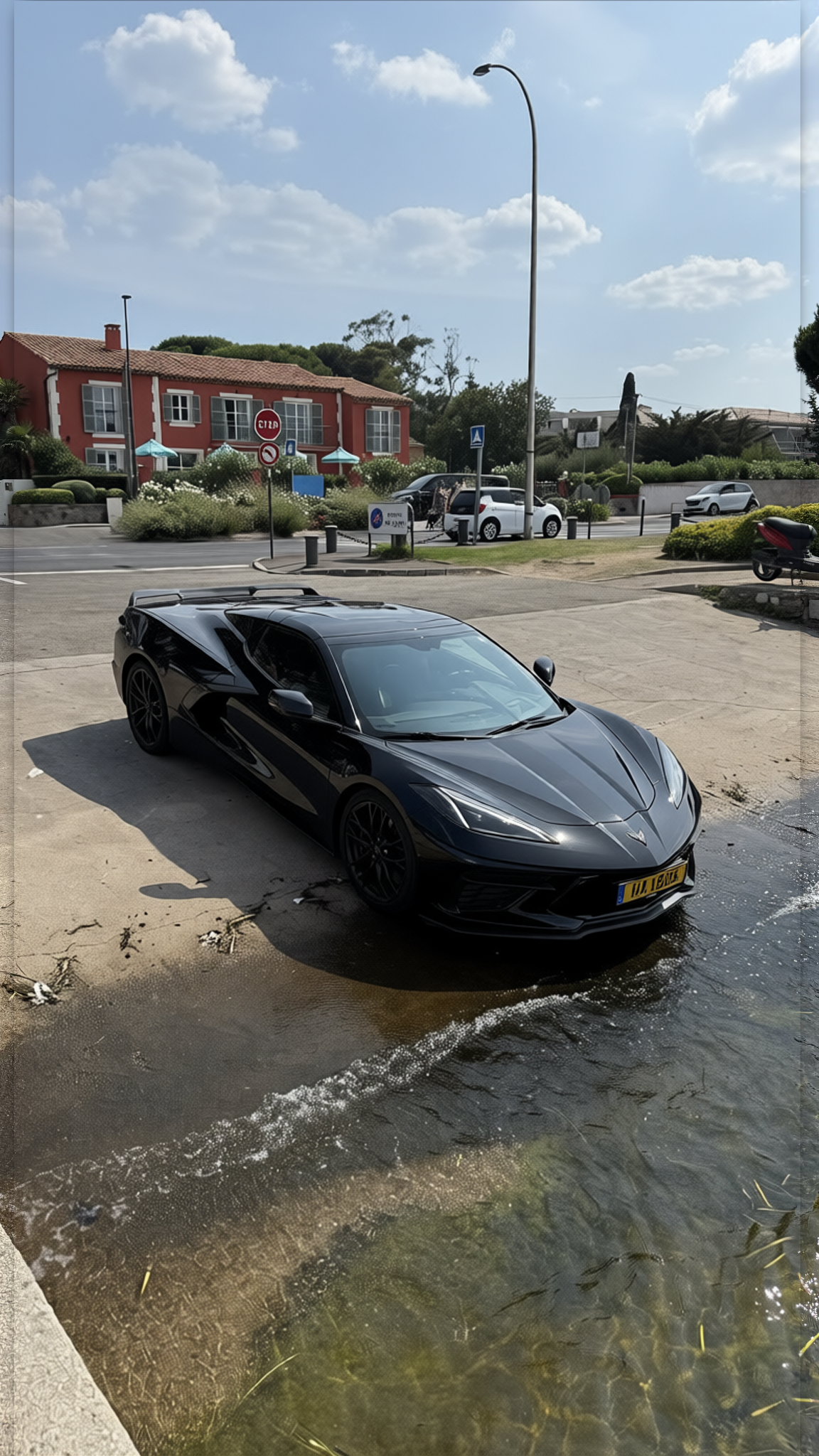 Chevrolet Corvette rendered in Black gloss paint
