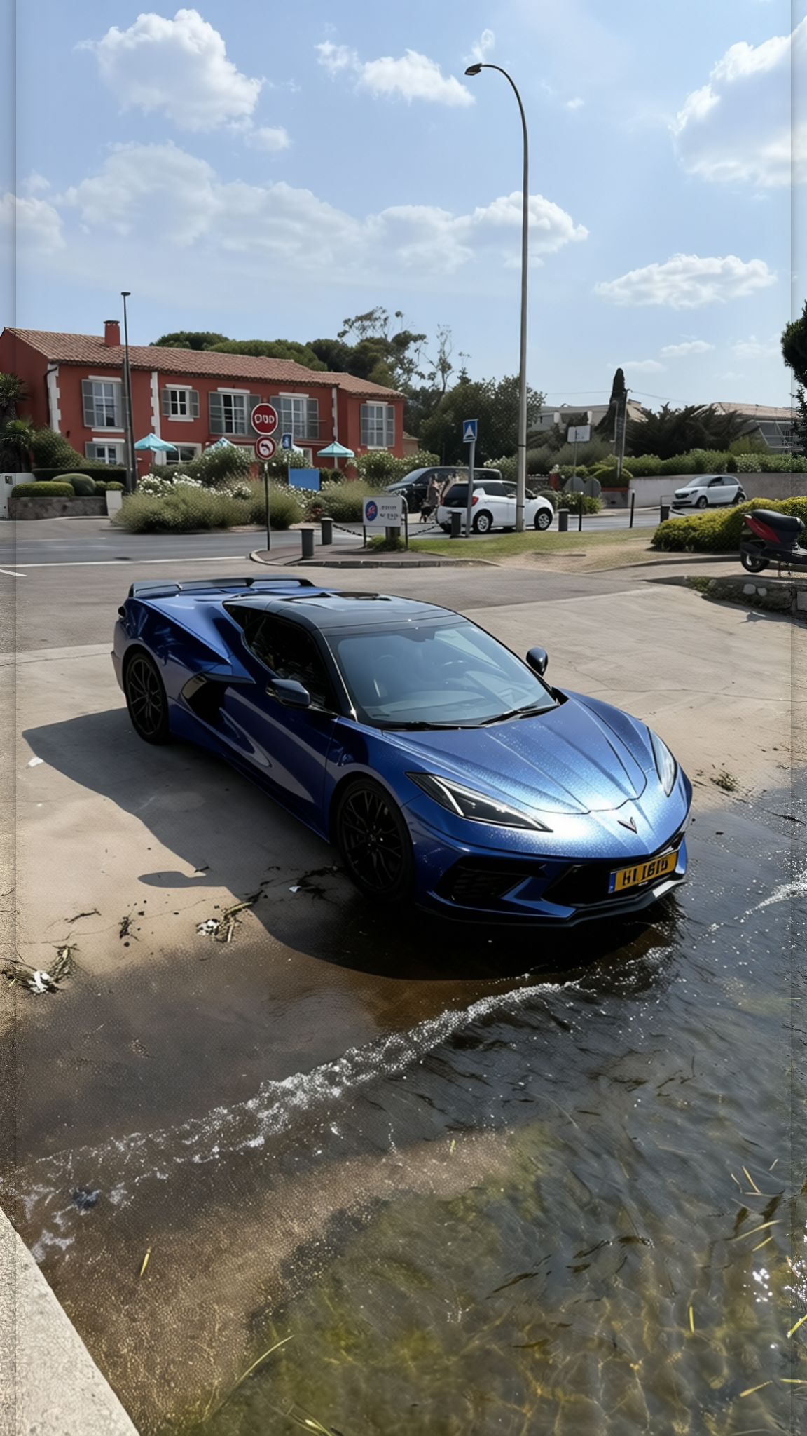 Chevrolet Corvette rendered in Frozen Satin Metallic Charcoal Blue gloss wrap