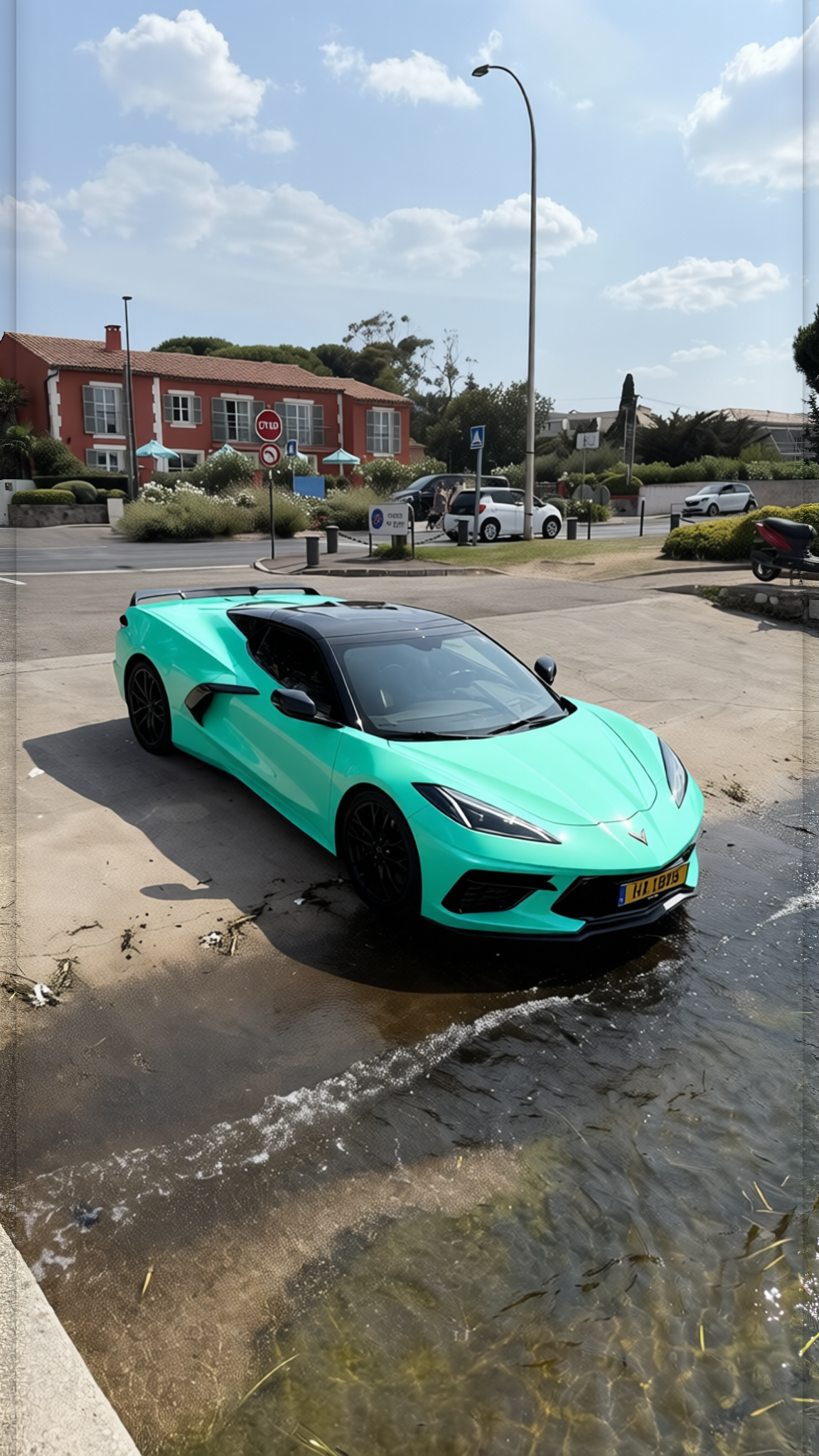 Chevrolet Corvette rendered in Super Gloss LB Tiffany Blue gloss wrap