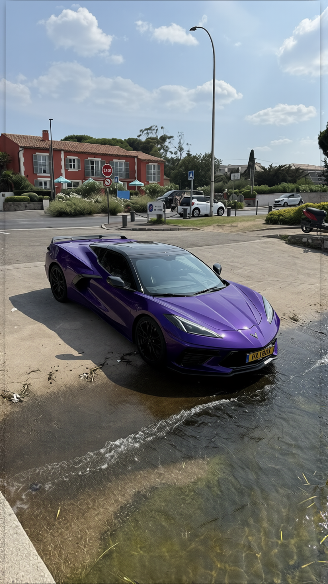 Chevrolet Corvette rendered in Midnight Purple gloss paint