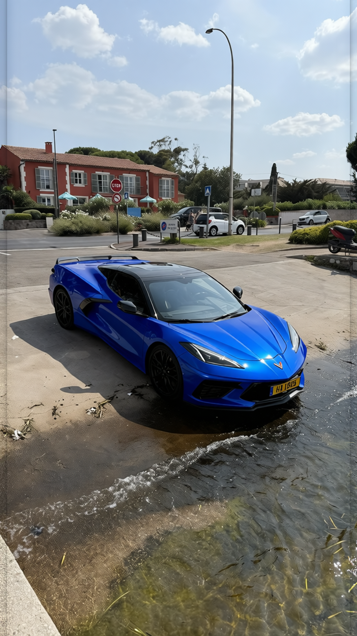 Chevrolet Corvette rendered in Royal Blue gloss wrap