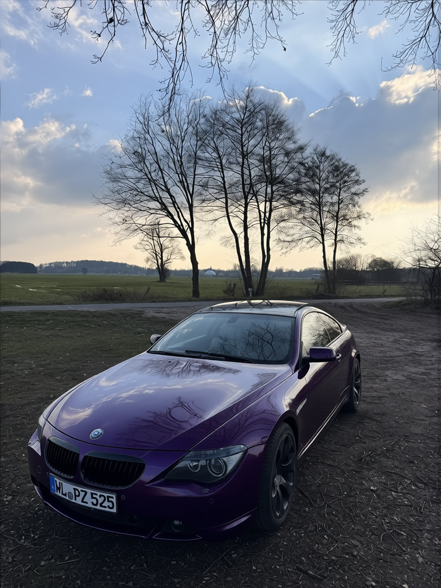 BMW 6 Series rendered in Midnight Purple gloss paint