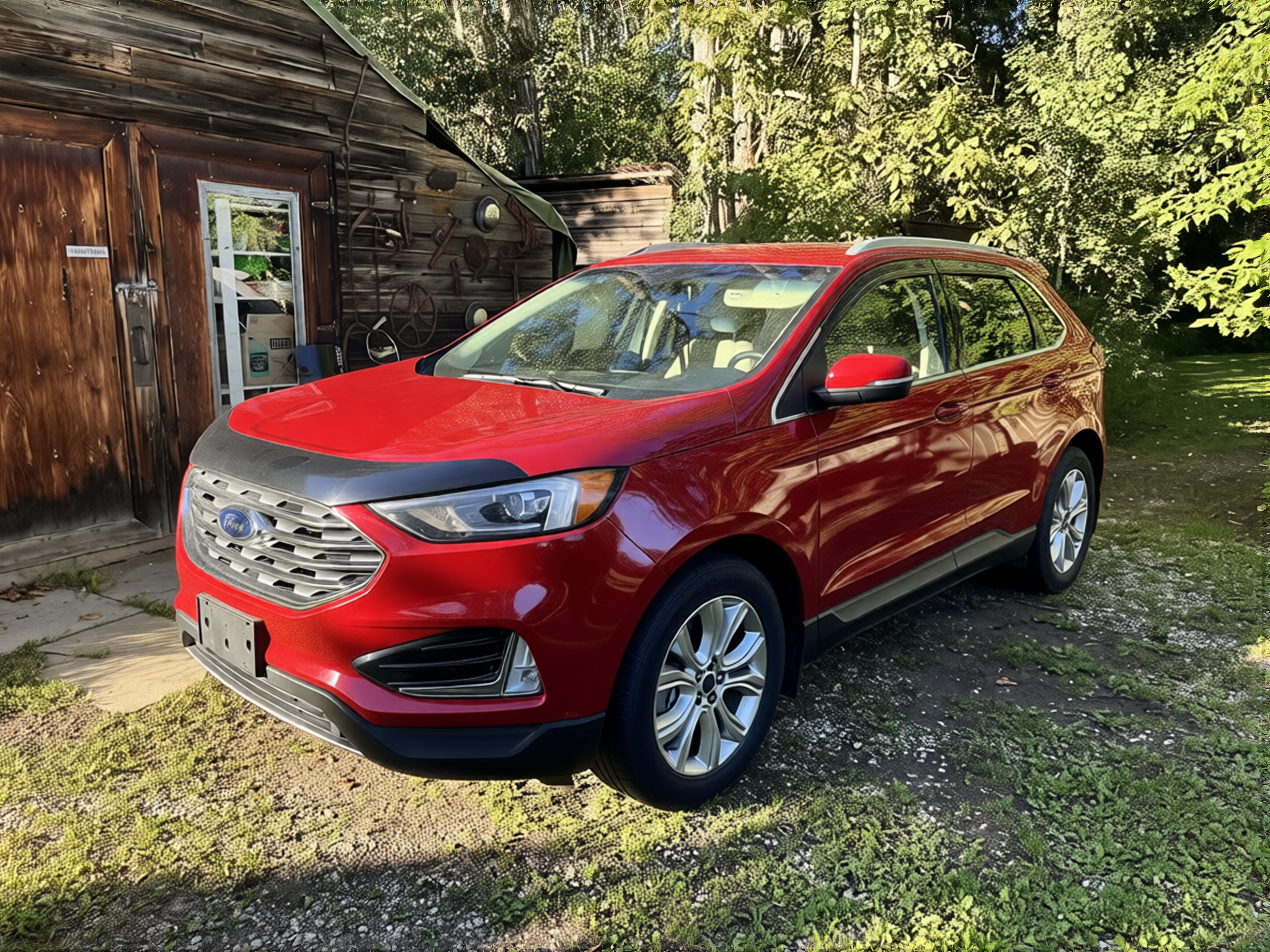 Ford Edge rendered in Ferrari Red gloss paint