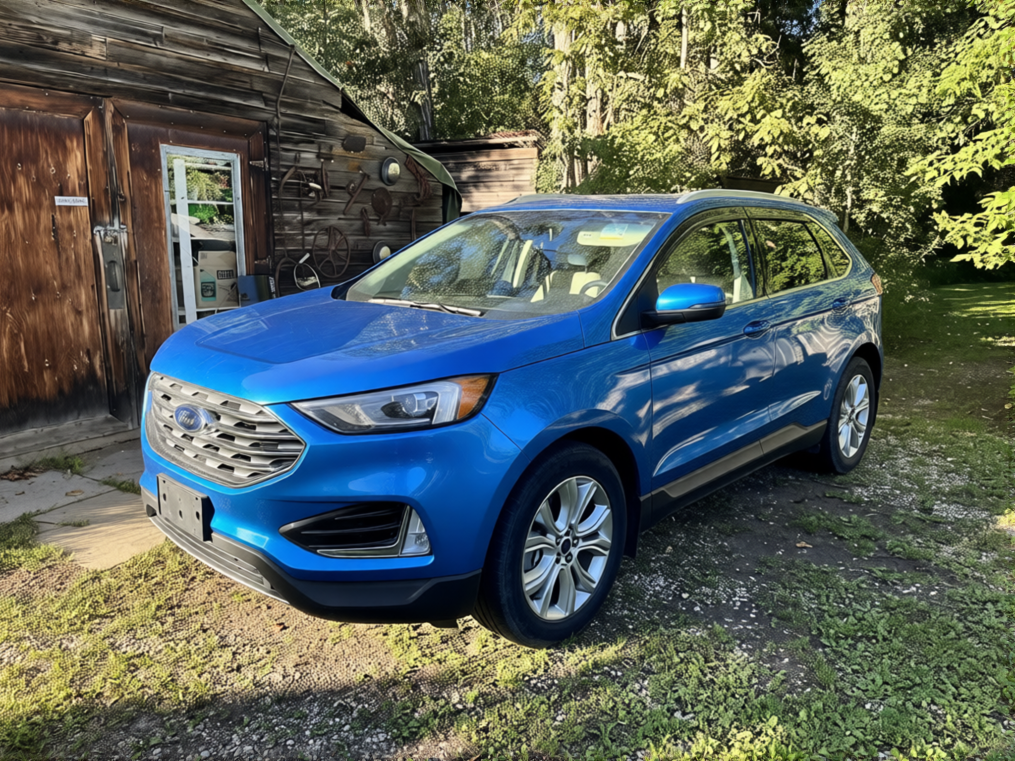 Ford Edge rendered in Gulf Blue gloss paint