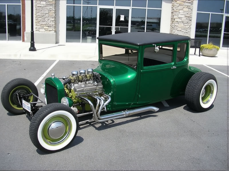 Ford T rendered in Racing Green gloss paint