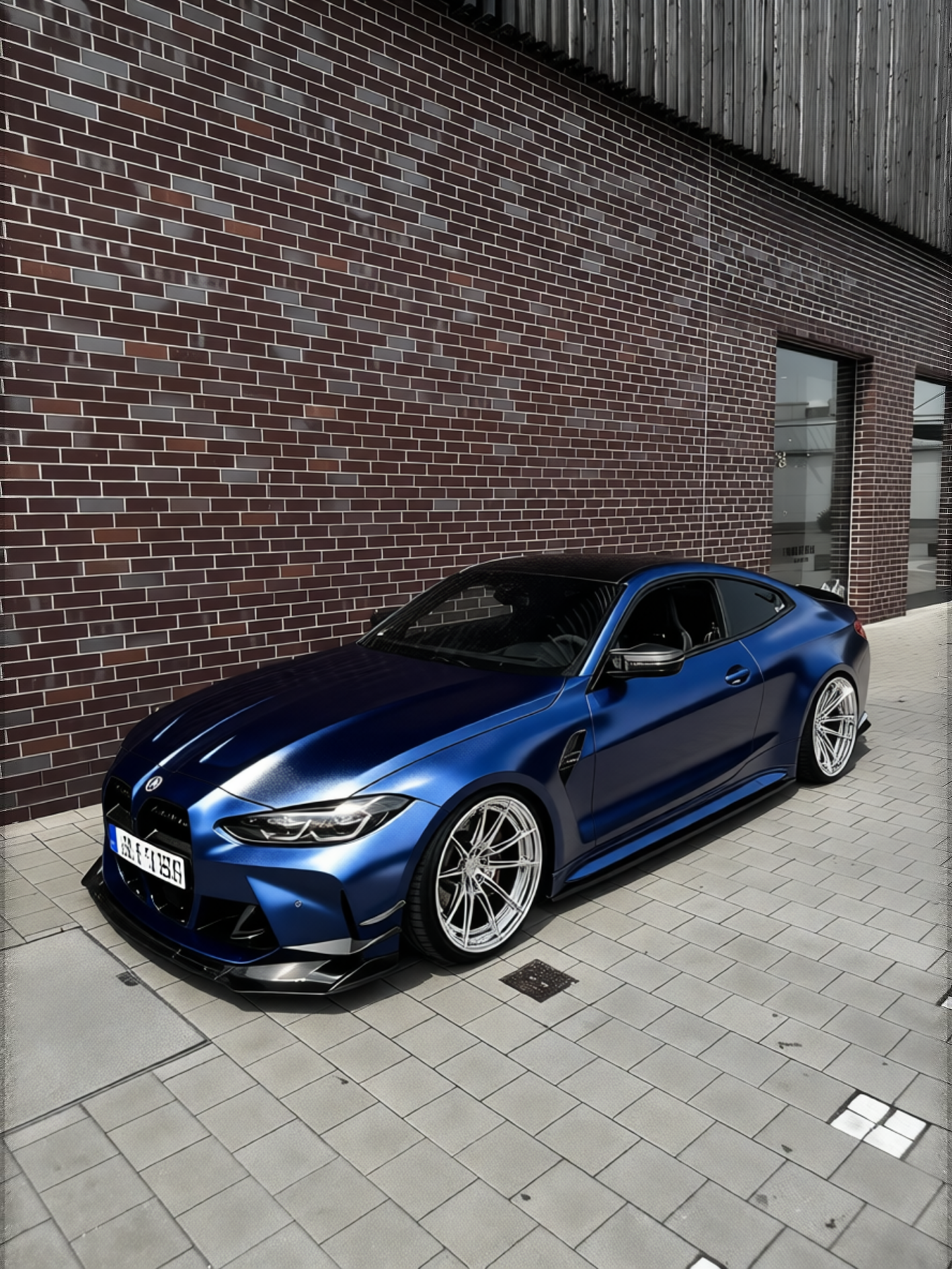 BMW M4 rendered in Frozen Satin Metallic Charcoal Blue gloss wrap