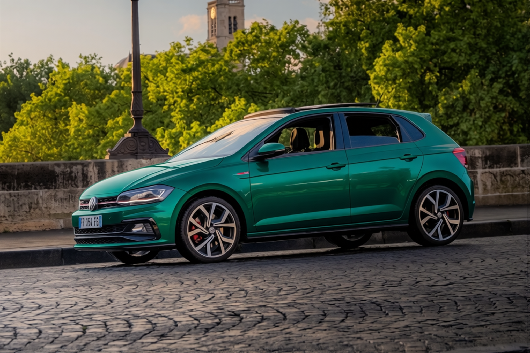 Volkswagen Polo GTI rendered in Era Green gloss wrap