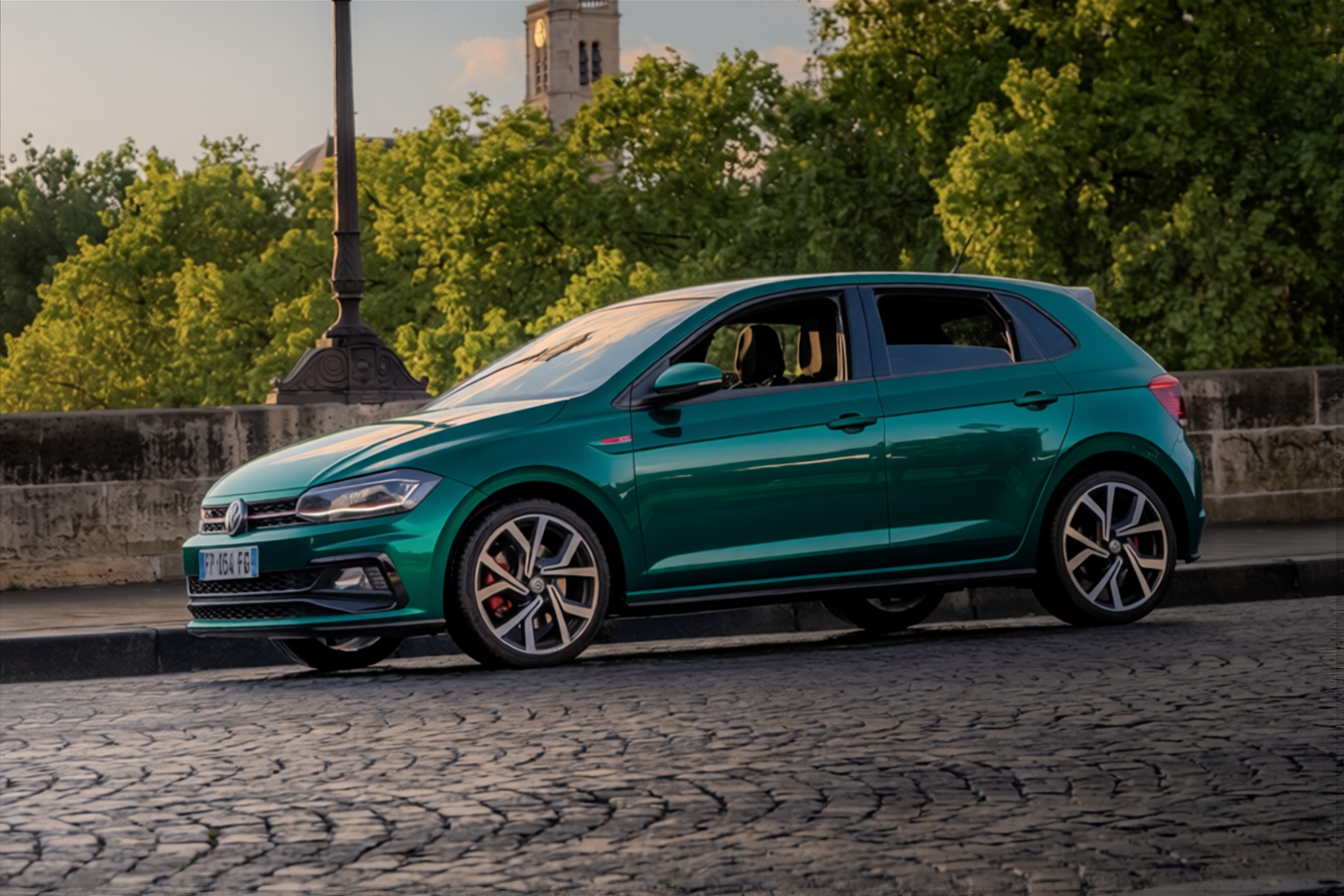 Volkswagen Polo GTI rendered in Era Green gloss wrap