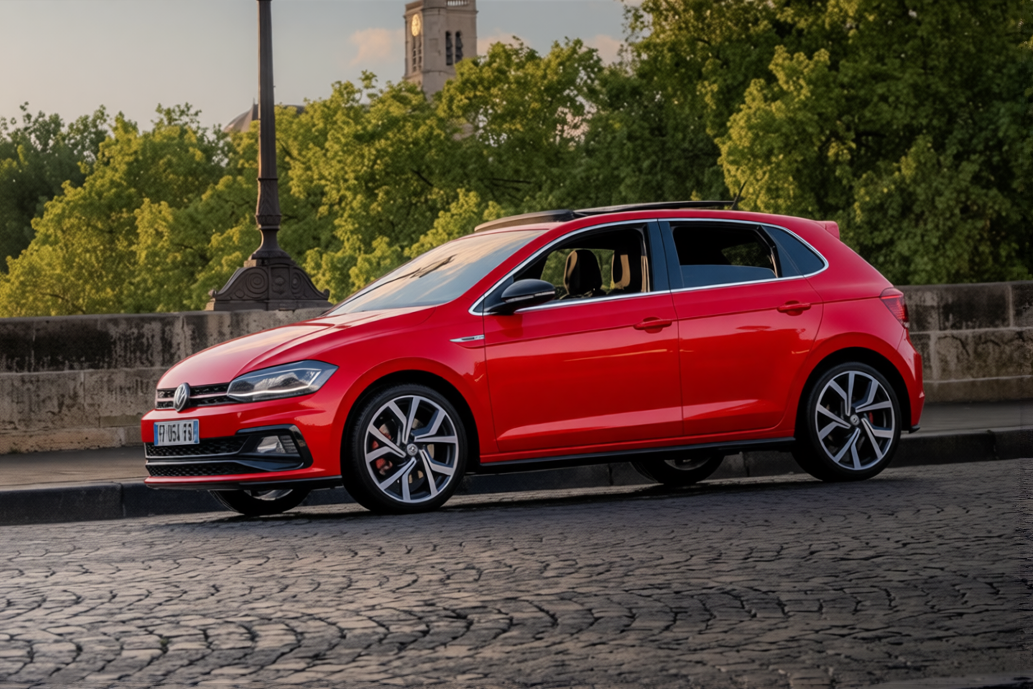 Volkswagen Polo GTI rendered in Candy Red gloss wrap