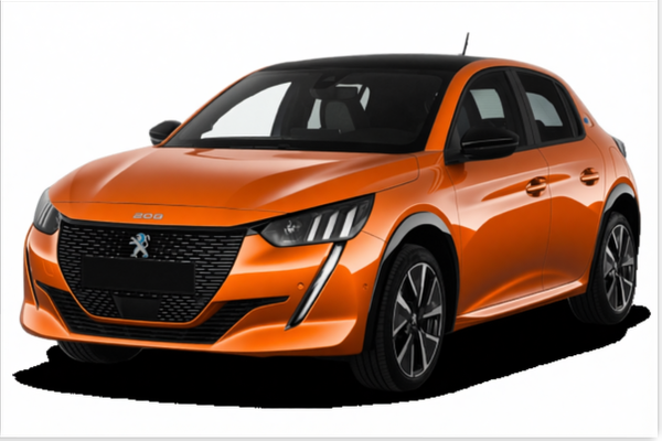 Peugeot 208 en Lava Orange satin paint