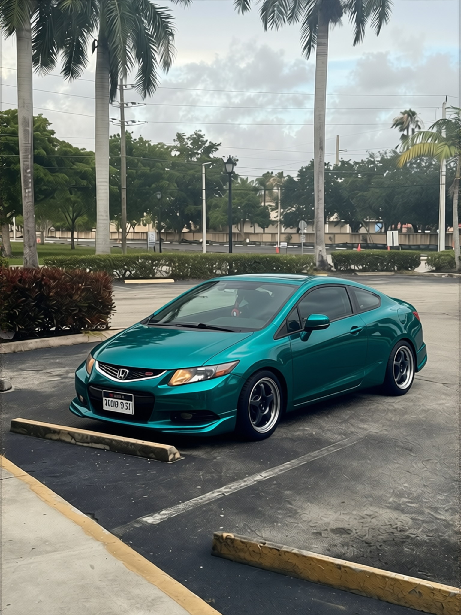 Honda Civic rendered in Super Gloss Era Green gloss wrap