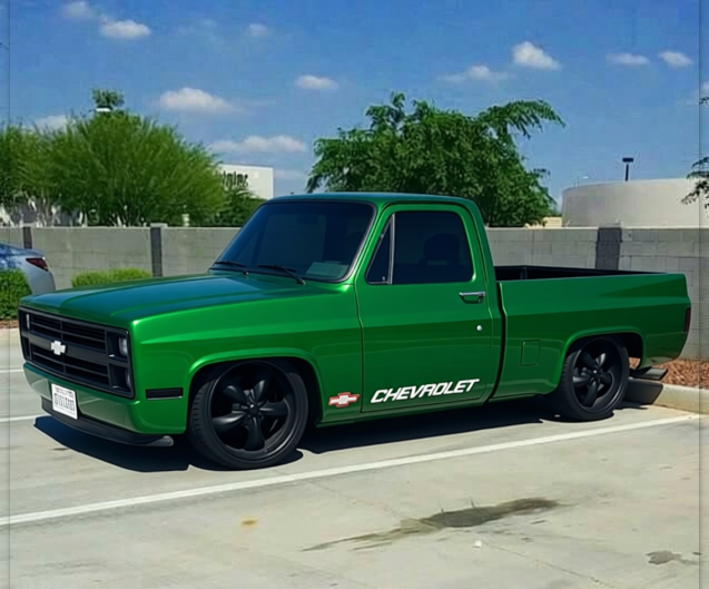 Chevrolet C10 rendered in Racing Green gloss paint