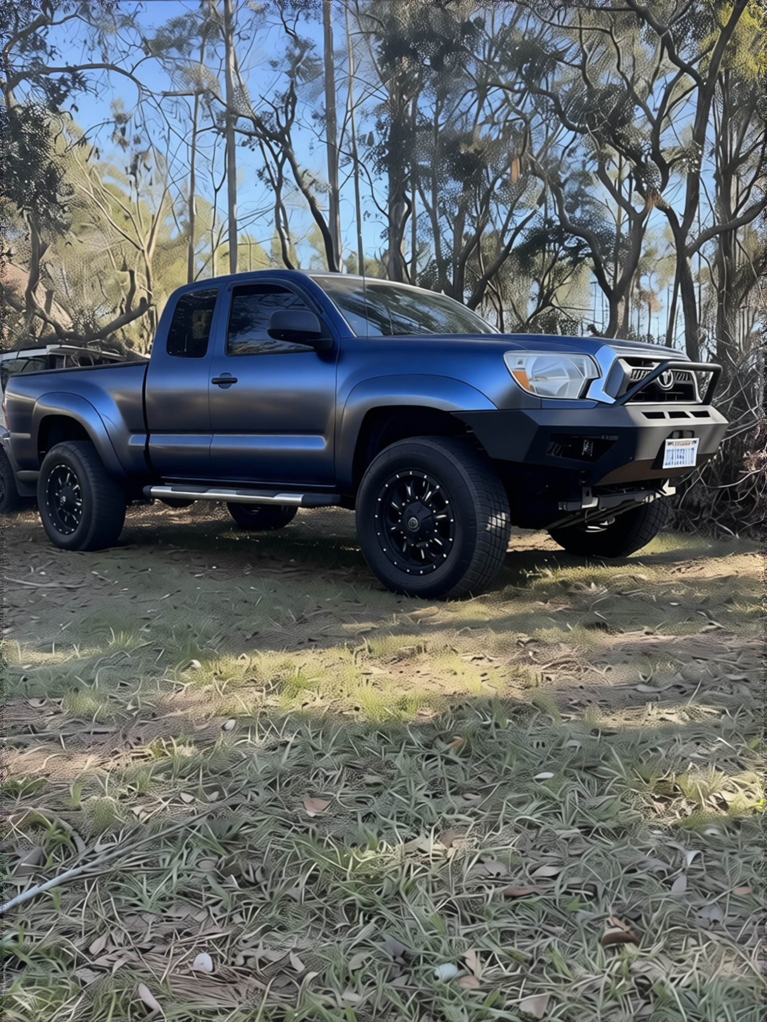 Your car rendered in Frozen Satin Metallic Charcoal Blue gloss wrap