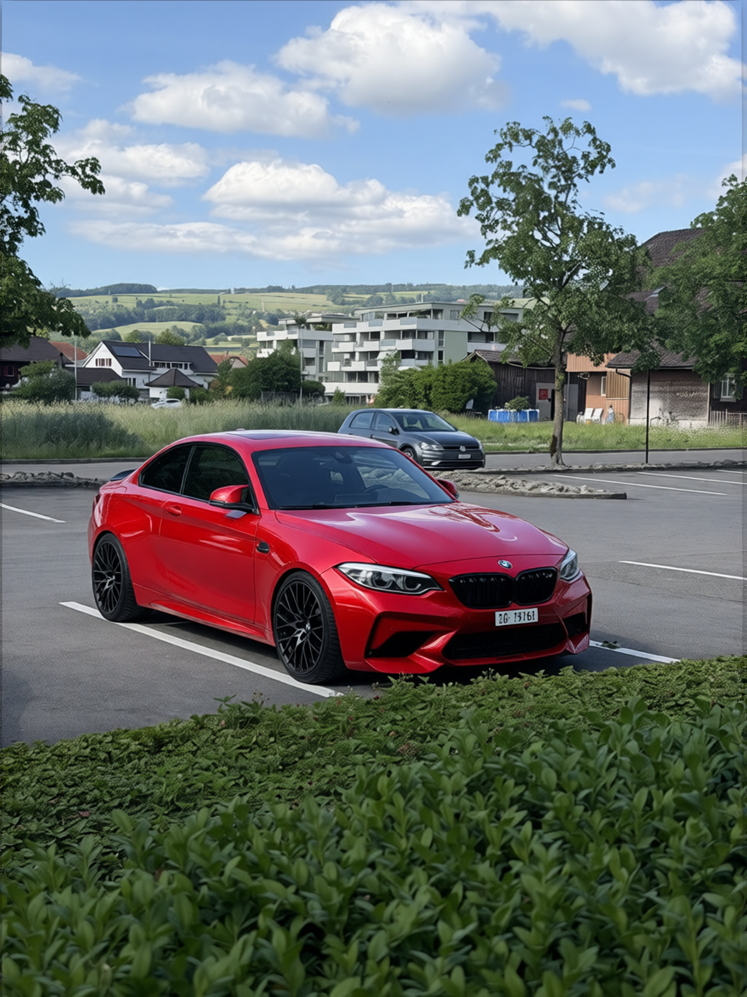 BMW M2 rendered in Ferrari Red gloss paint