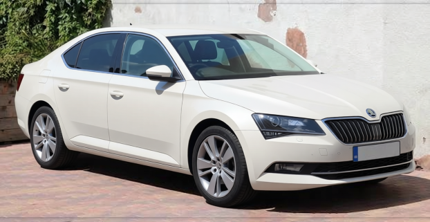 Škoda Octavia rendered in Pearl White gloss paint