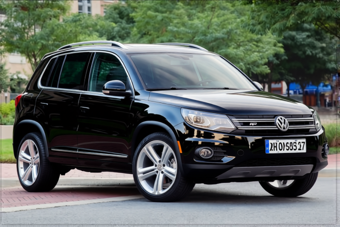 Volkswagen Tiguan rendered in Black gloss paint