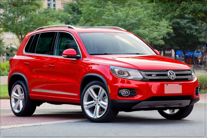 Volkswagen Tiguan rendered in Ferrari Red gloss paint