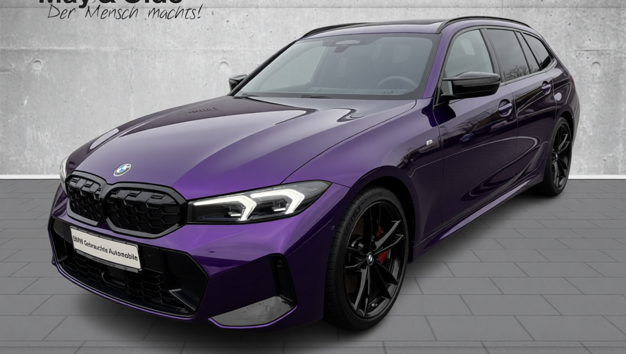 BMW 3 Series rendered in Midnight Purple gloss paint
