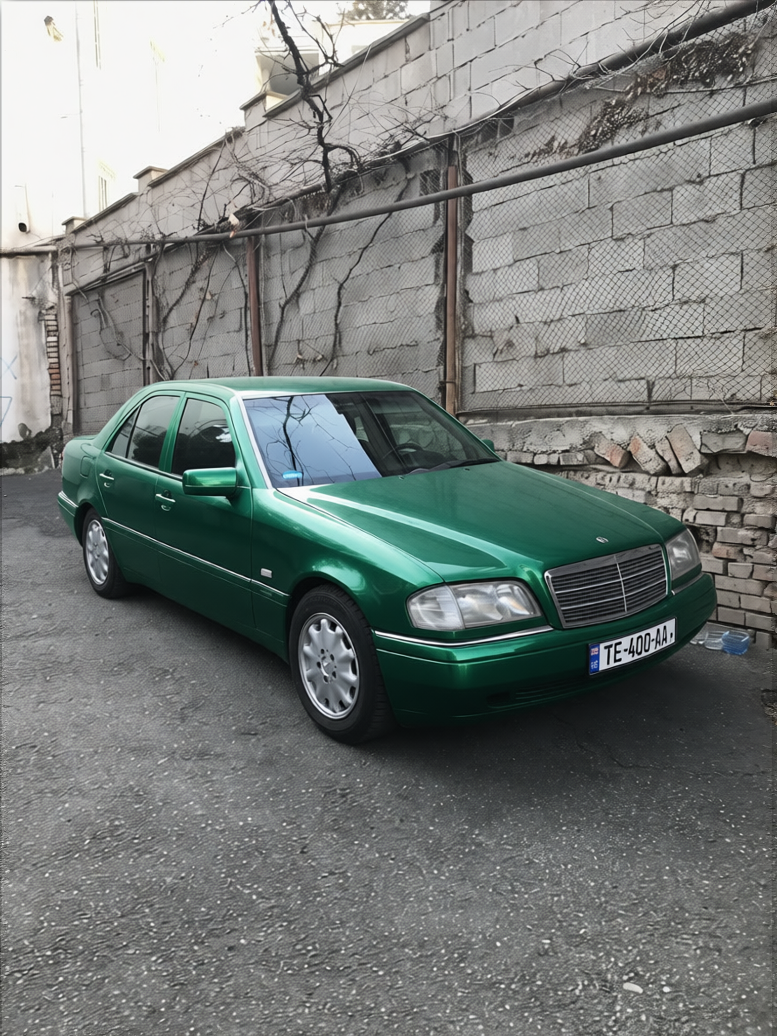 Mercedes-Benz S-Class rendered in Racing Green gloss paint