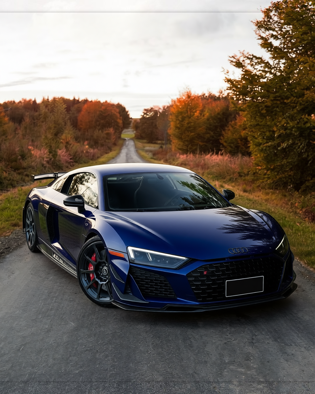 Audi R8 rendered in Deep Navy gloss paint
