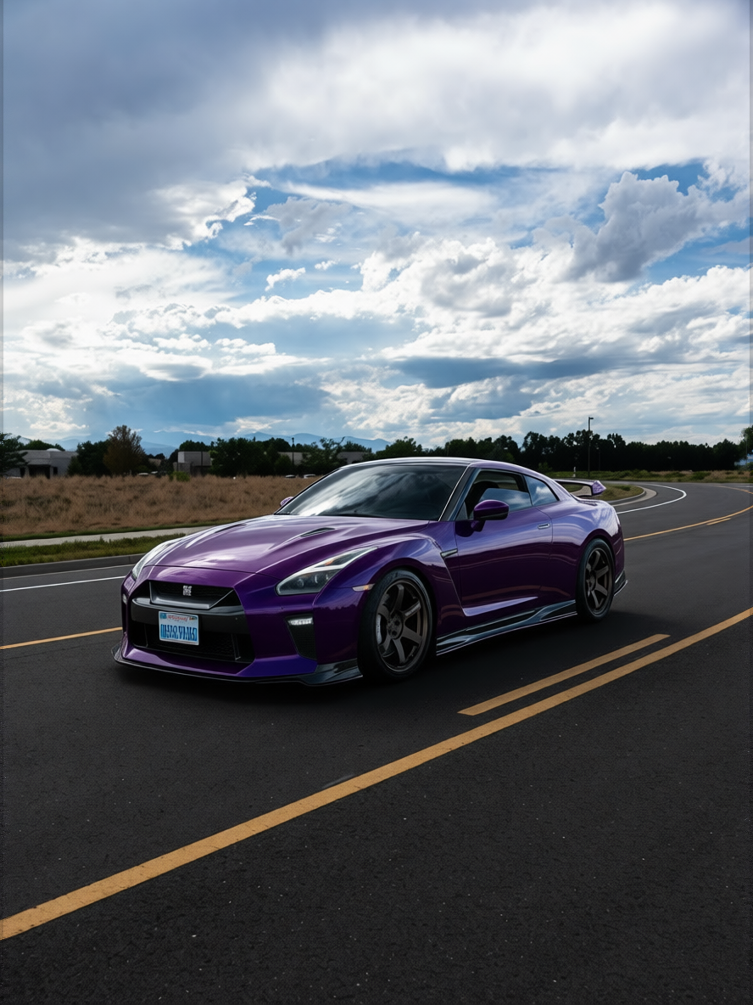 Nissan GT-R rendered in Midnight Purple gloss paint