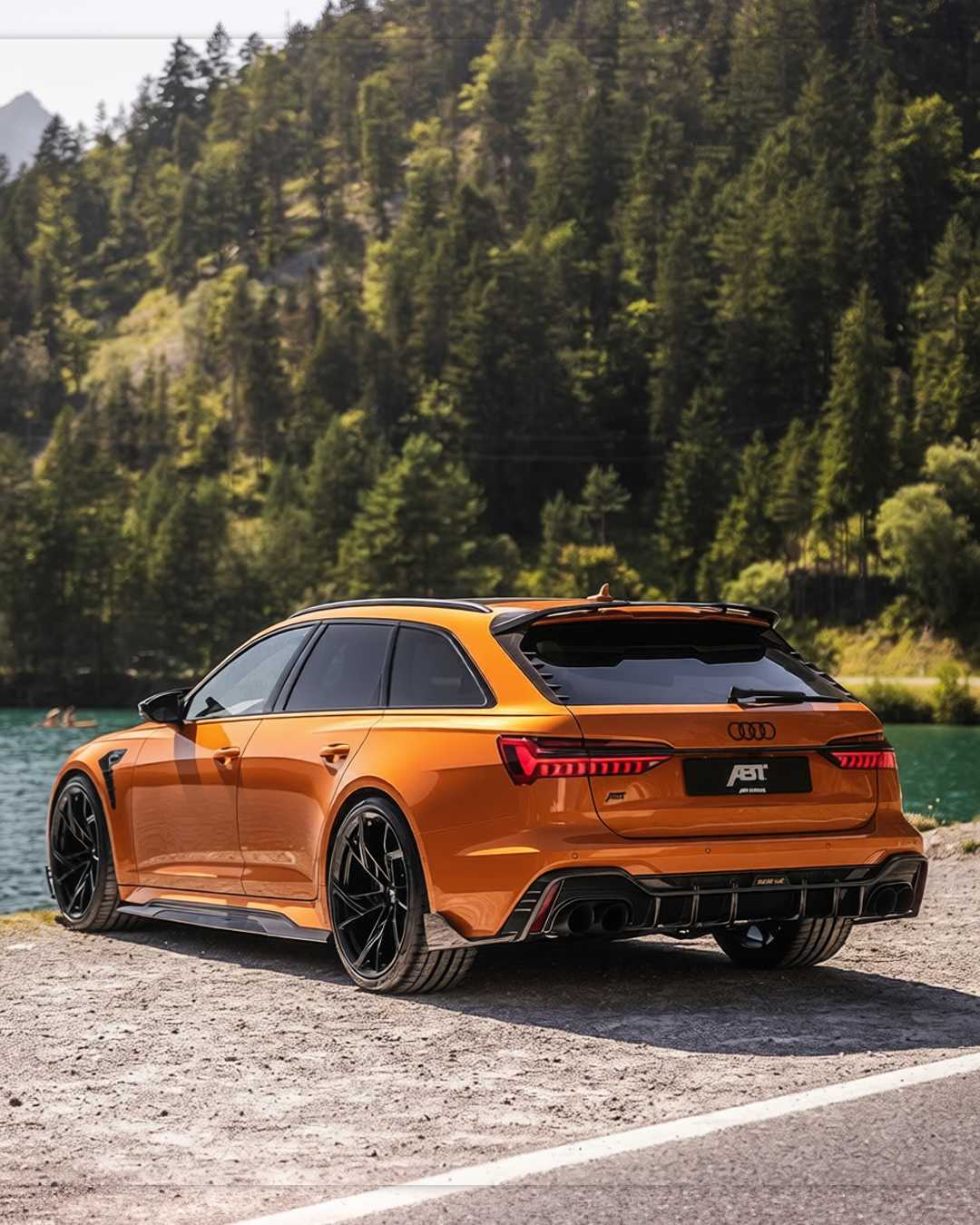 Audi RS6 rendered in Lava Orange gloss paint
