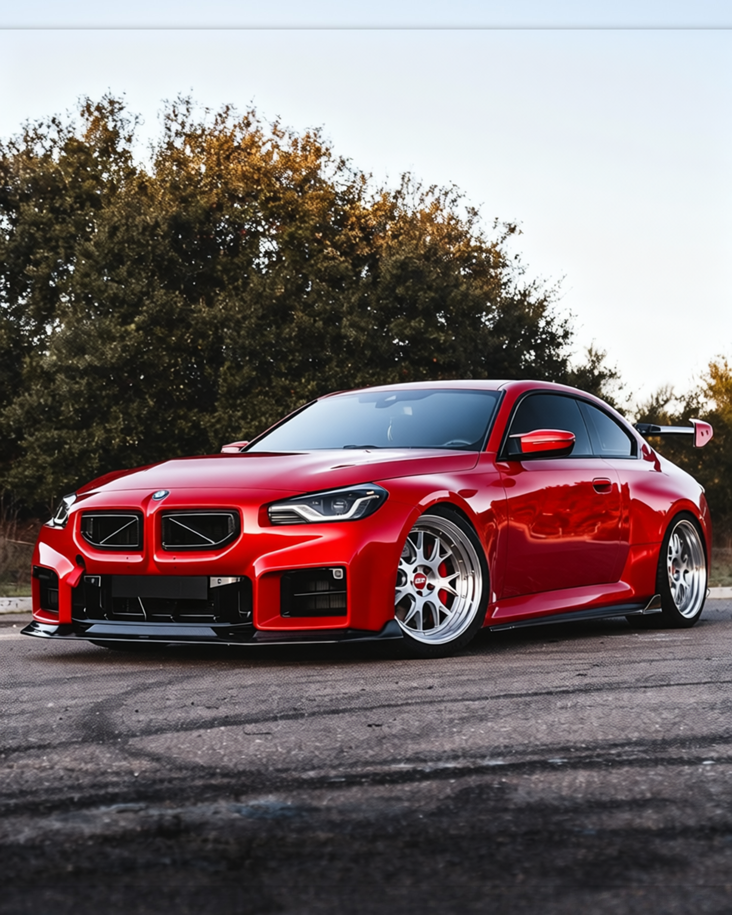 BMW M2 rendered in Gloss Dragon Fire Red gloss wrap