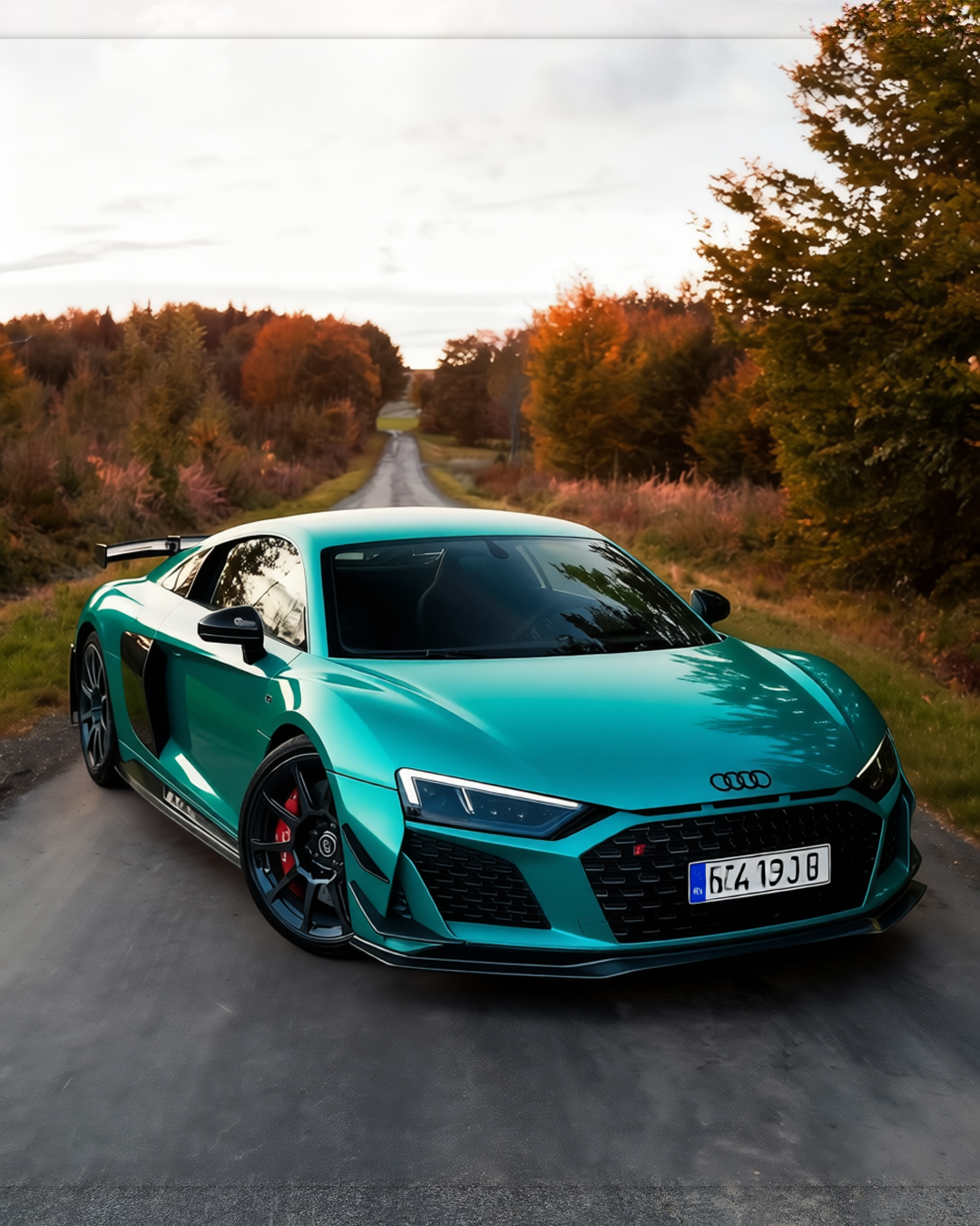Audi R8 V10 GT rendered in Gloss Atomic Teal gloss wrap