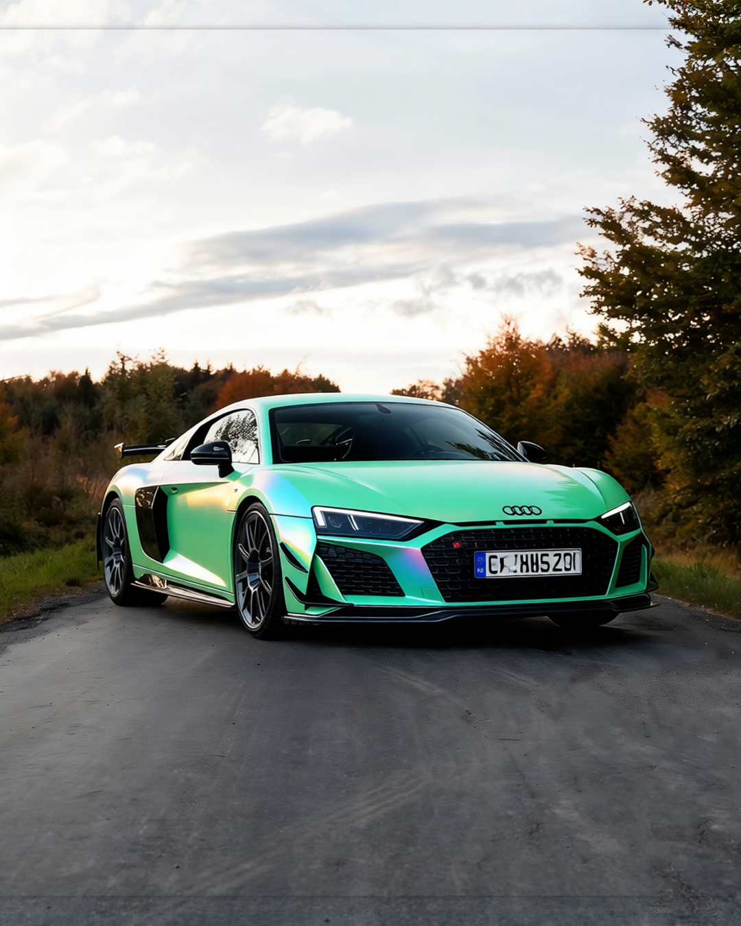 Audi R8 V10 GT rendered in Super Gloss Pearl Neon Mint gloss wrap