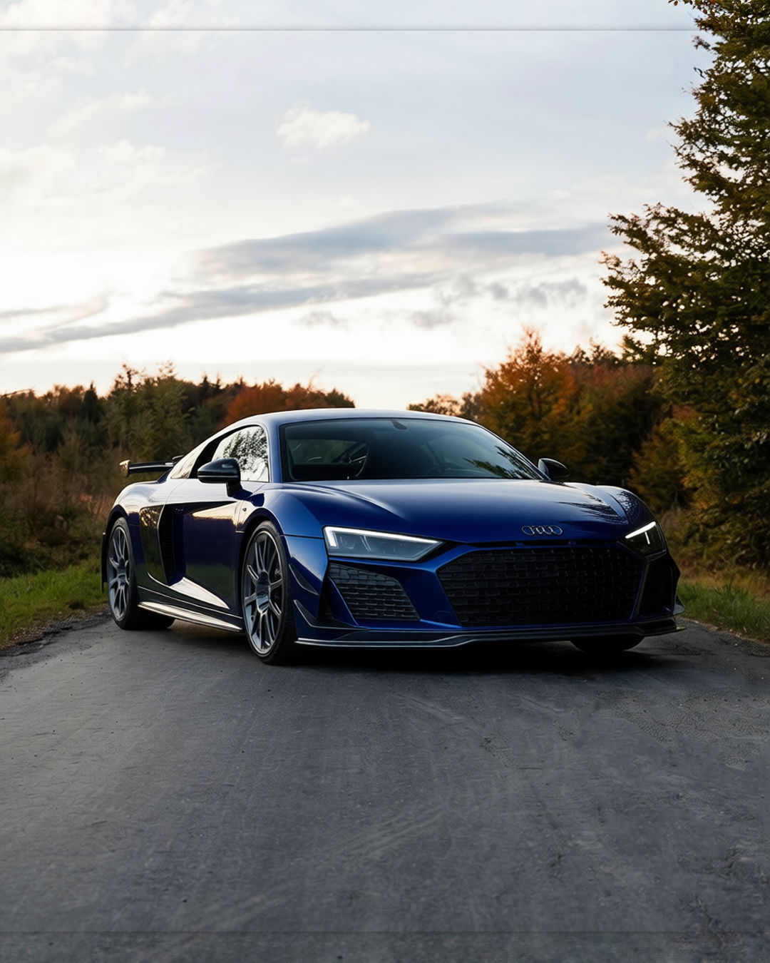 Audi R8 rendered in Deep Navy gloss paint