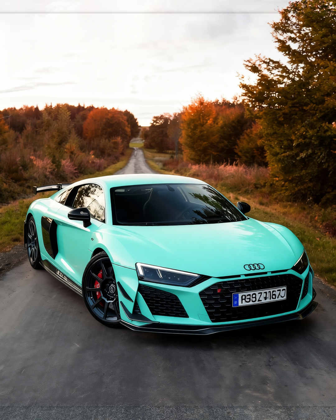 Audi R8 V10 GT rendered in Super Gloss LB Tiffany Blue gloss wrap