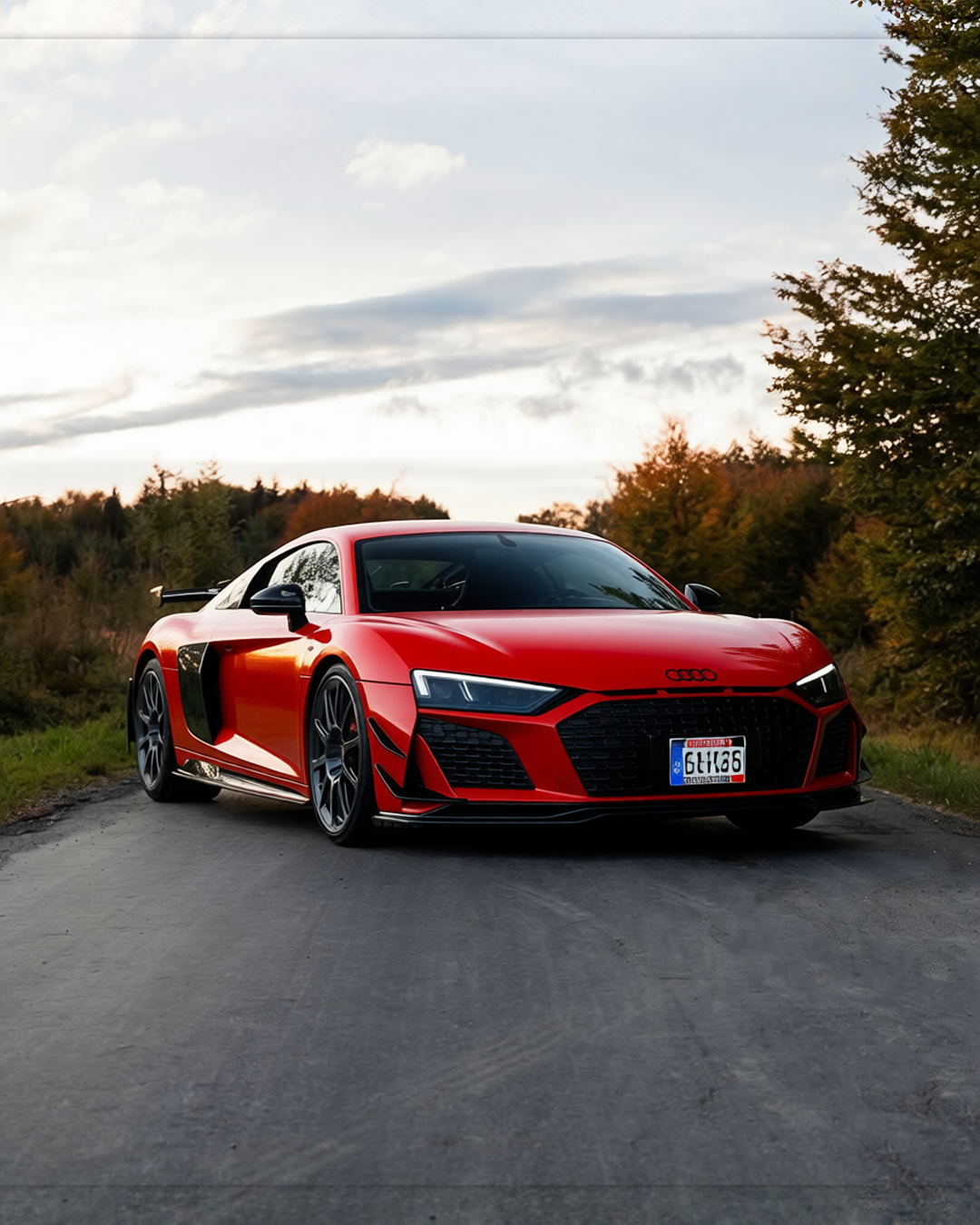Audi R8 V10 GT rendered in Gloss Dragon Fire Red gloss wrap