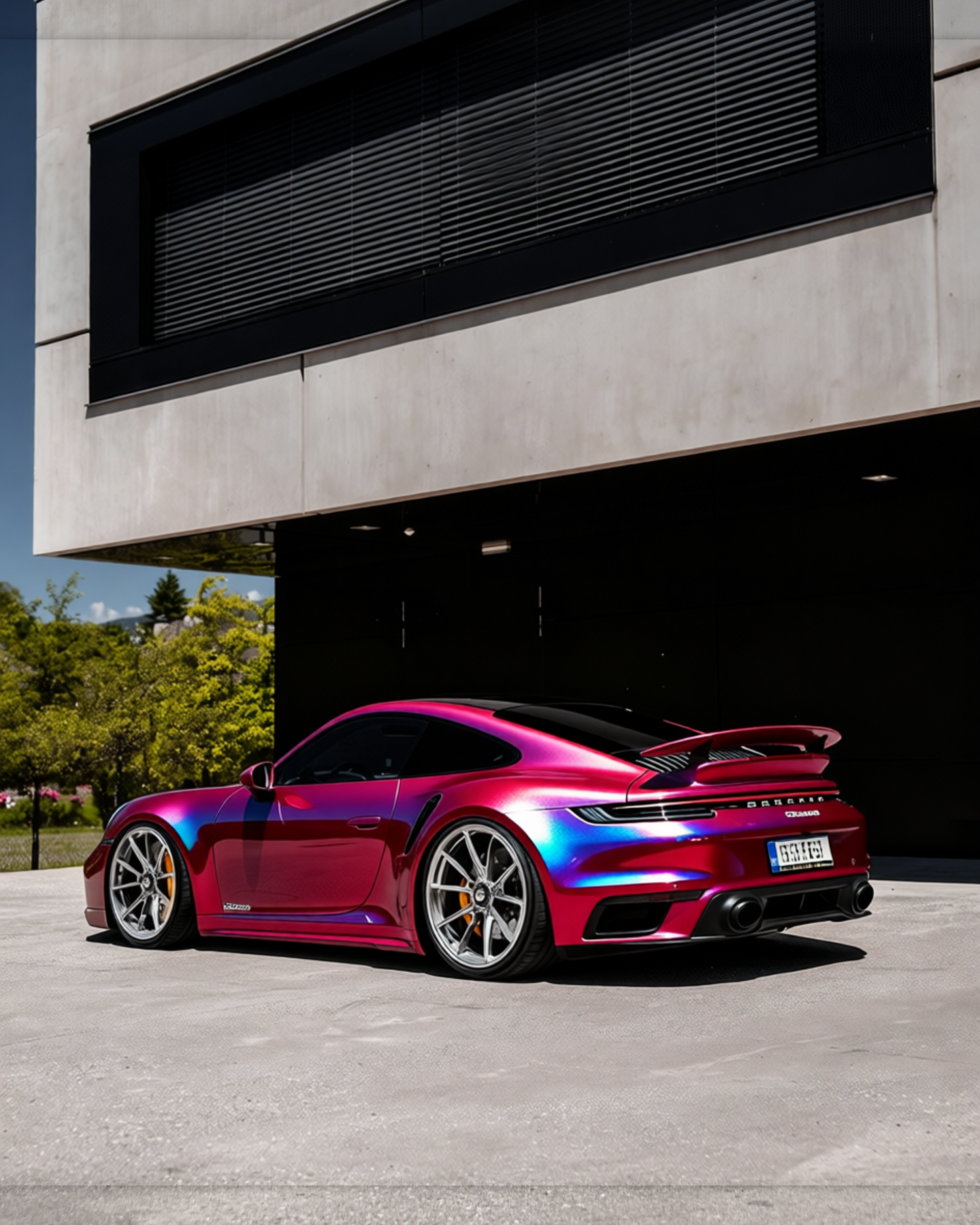 Porsche 911 rendered in Gloss Cranberry gloss wrap