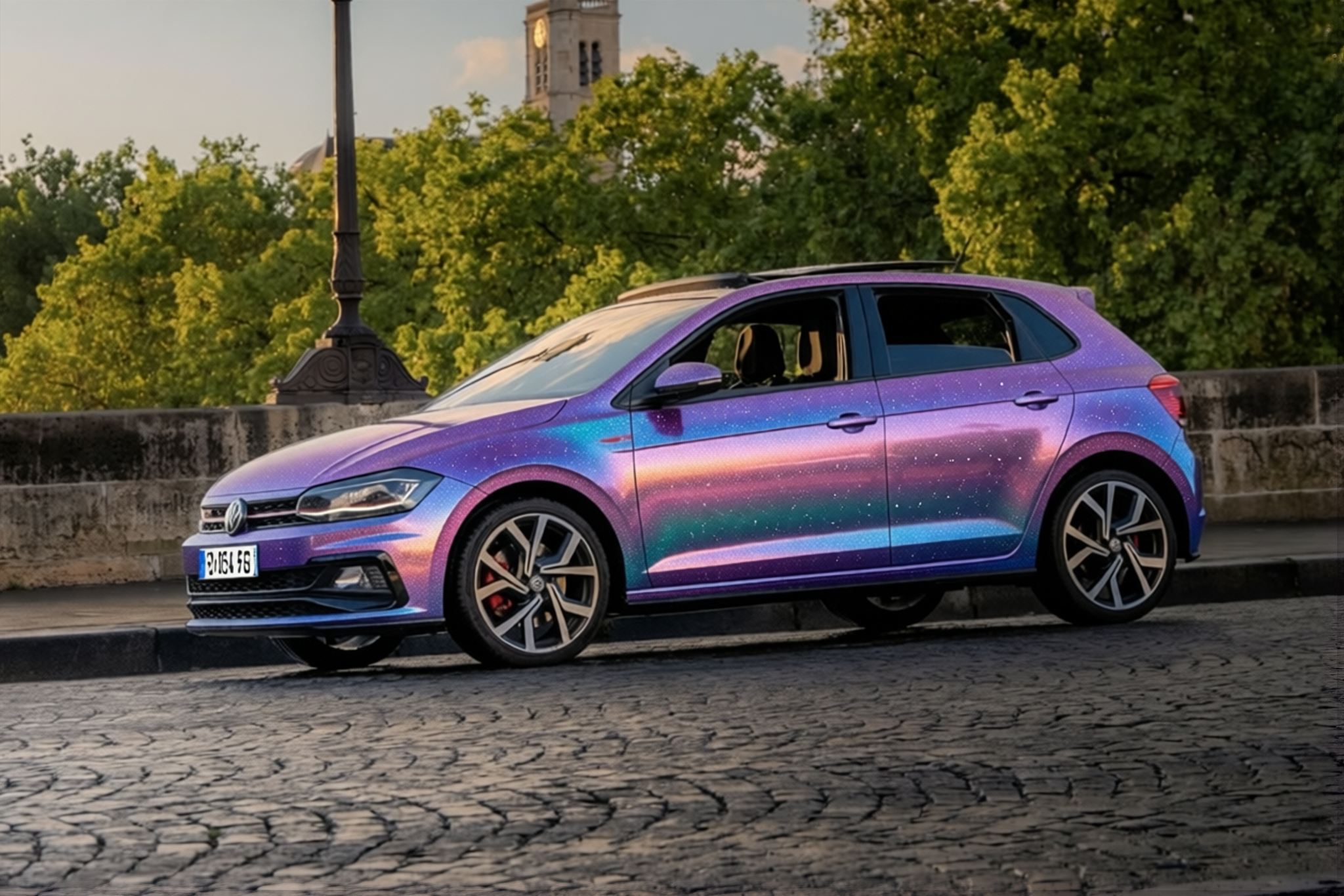 Volkswagen Polo GTI rendered in Violet Haze gloss wrap