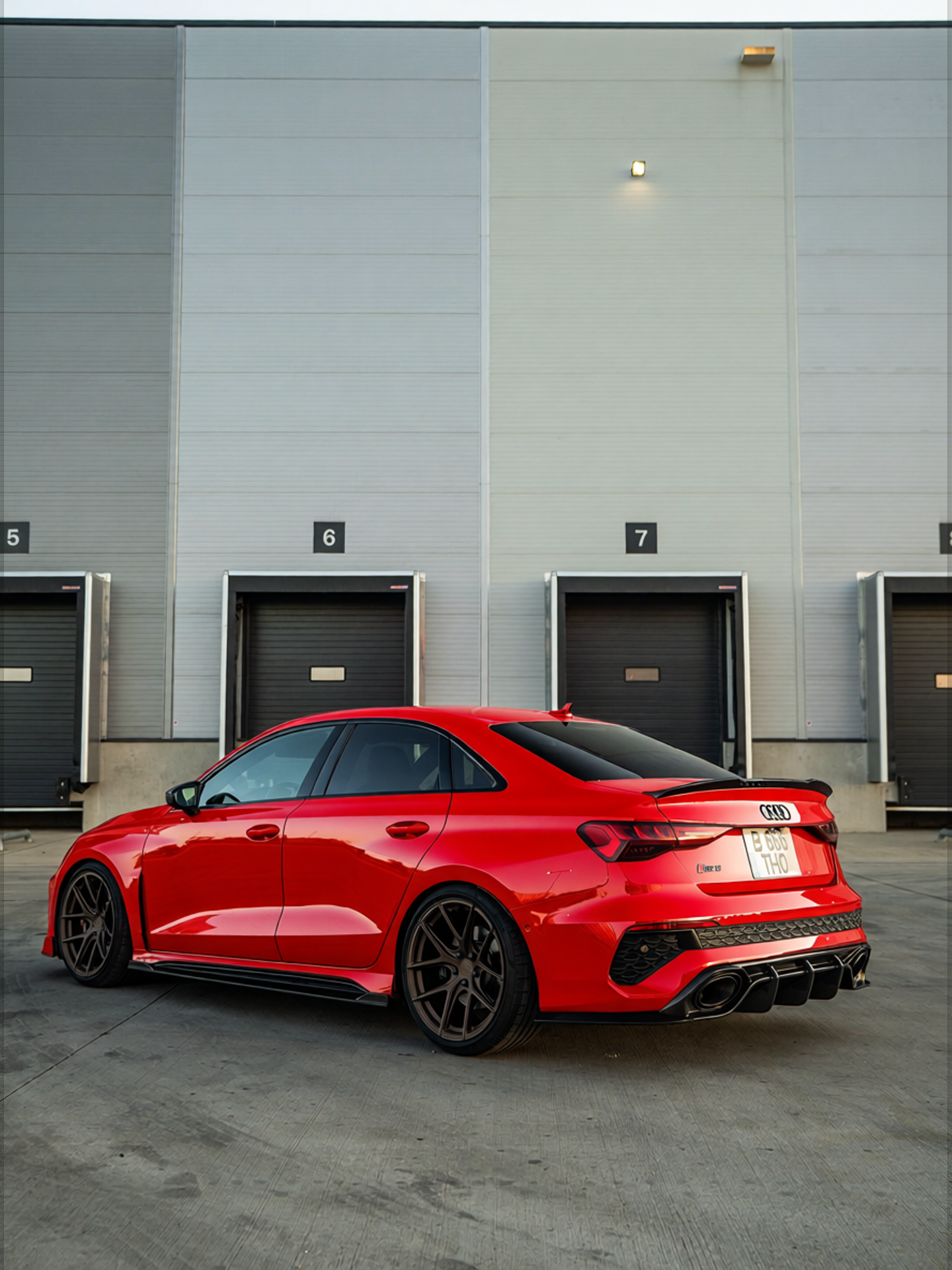 Audi RS3 rendered in Candy Red gloss wrap